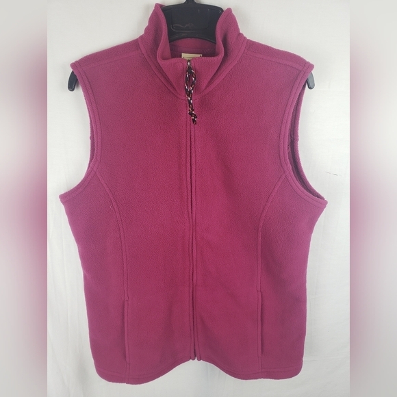 L.L.Bean Fushia Sleeveless Full Zip Fleece Vest Sz L - Picture 1 of 7